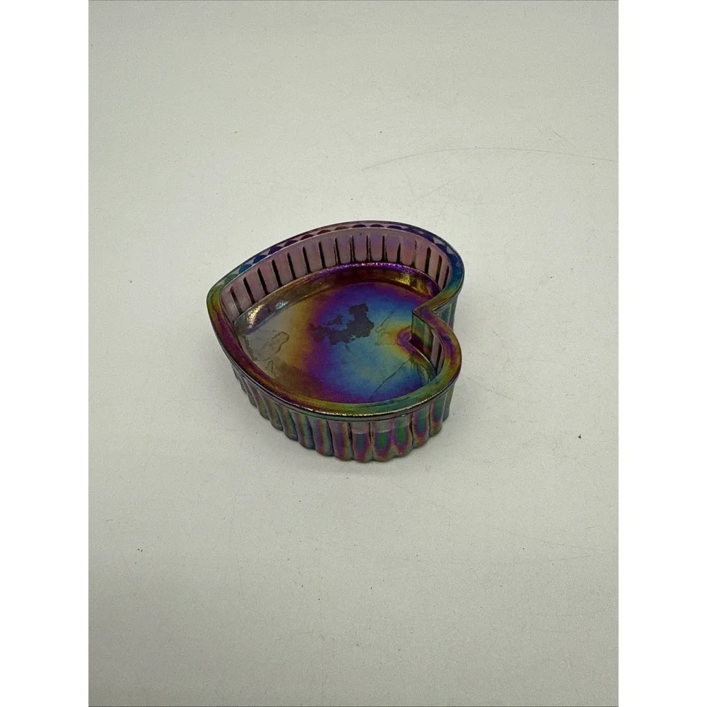 Vintage Fenton Carnival Glass Heart Shaped Candy Dish No Lid Approx 4